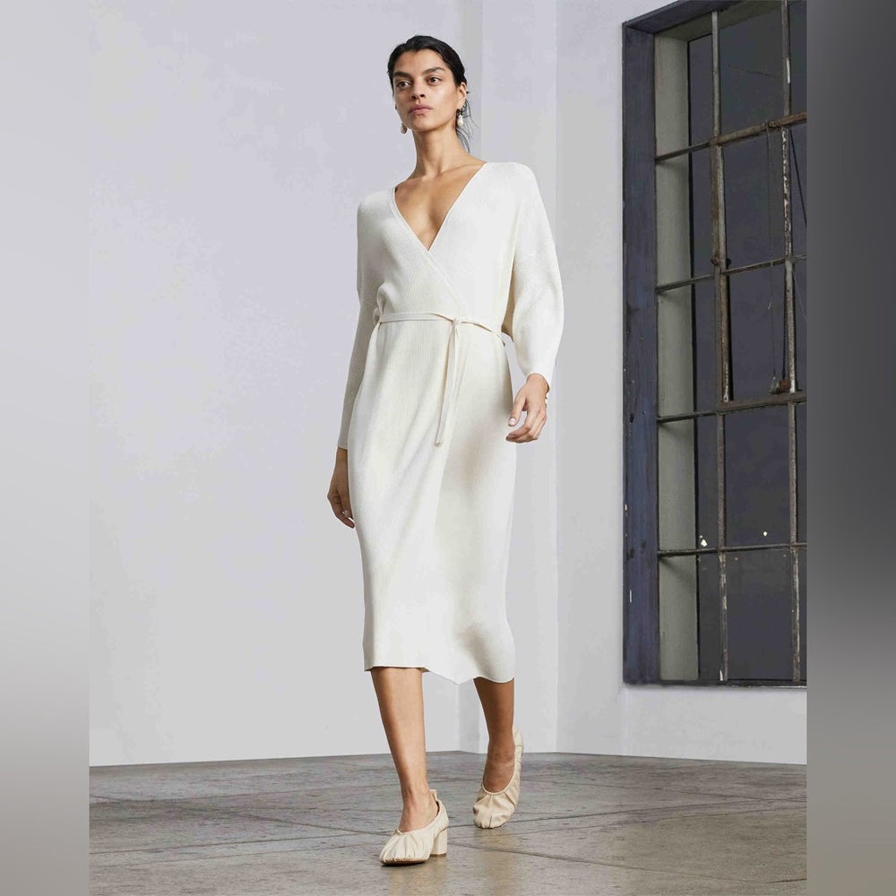 Everlane The Ribbed Wrap Midi Dress